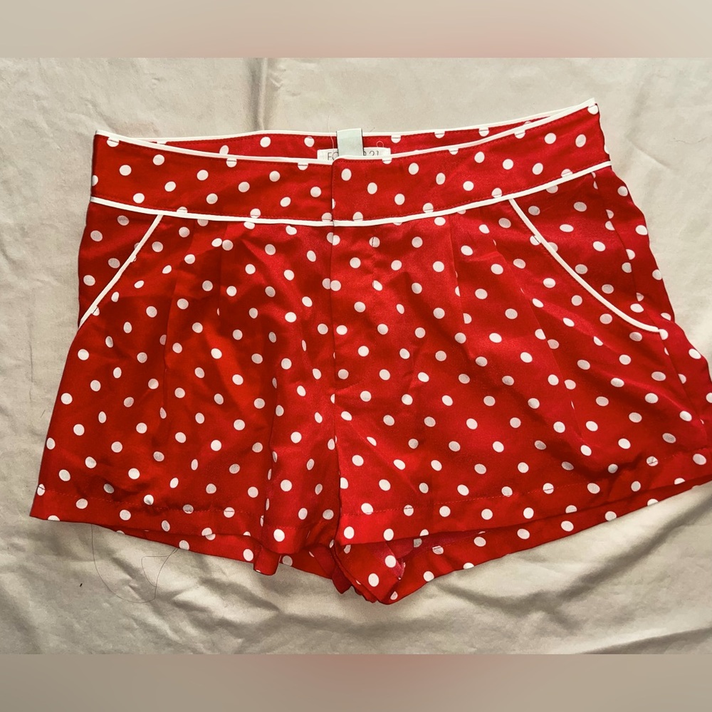 Women’s medium red and white polka dot shorts from Forever 21. size: medium